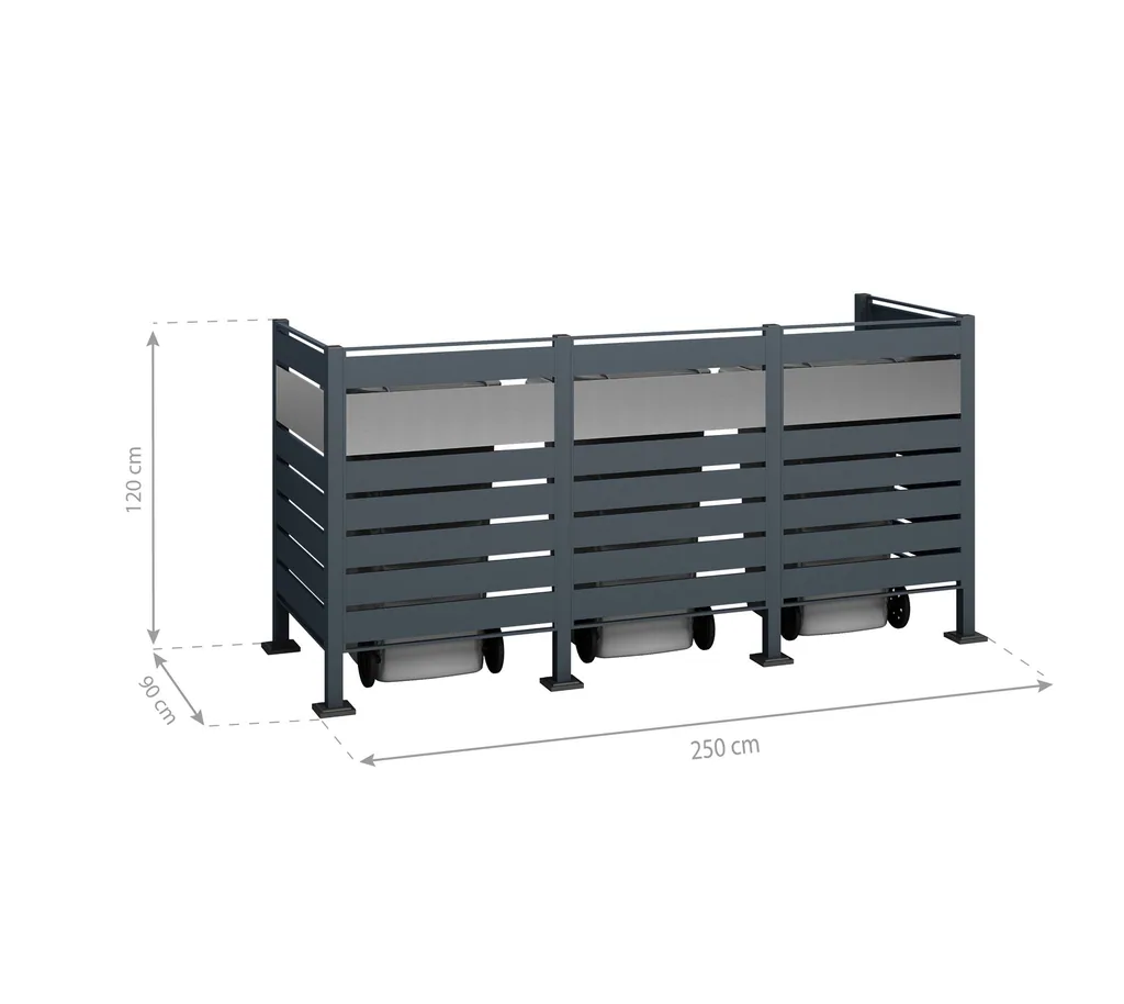 Westmann Afvalcontainerombouw Planum 3-delig 120 cm antraciet (3× 240 L)