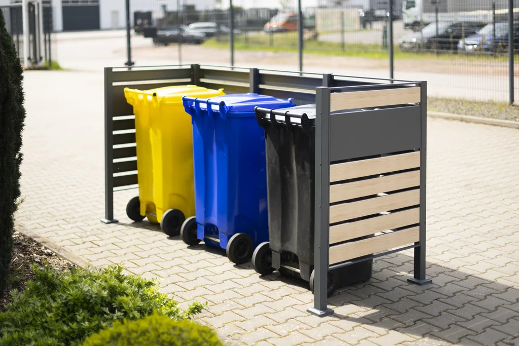 Westmann afvalcontainerombouw Planum 3-delig 120 cm houtlook (3× 240 L)