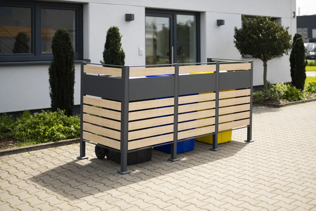 Westmann afvalcontainerombouw Planum 3-delig 120 cm houtlook (3× 240 L)