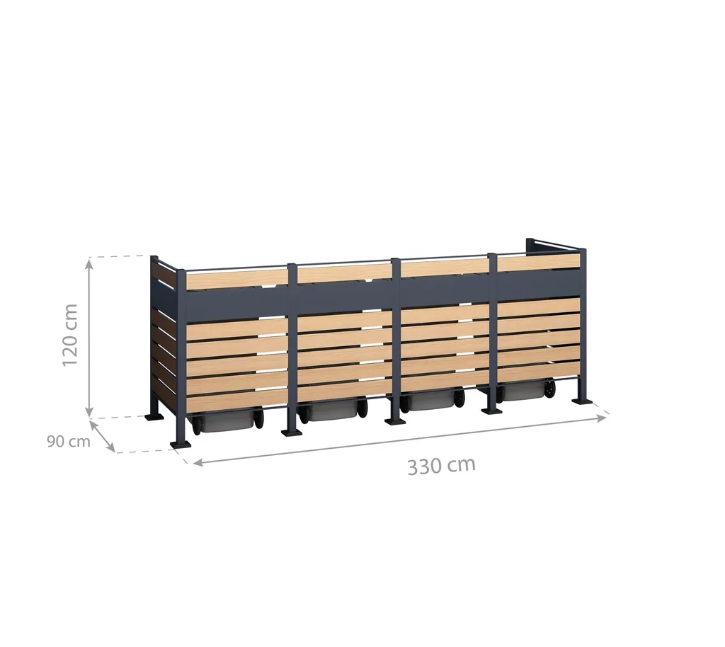 Westmann Afvalcontainerombouw Planum 4-delige 120 cm houtlook (4× 240 L)