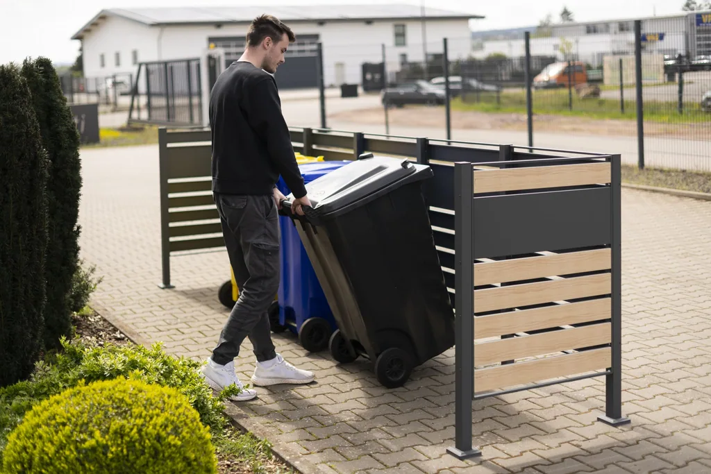 Westmann Afvalcontainerombouw Planum 5-delige 120 cm houtlook (5× 240 L)