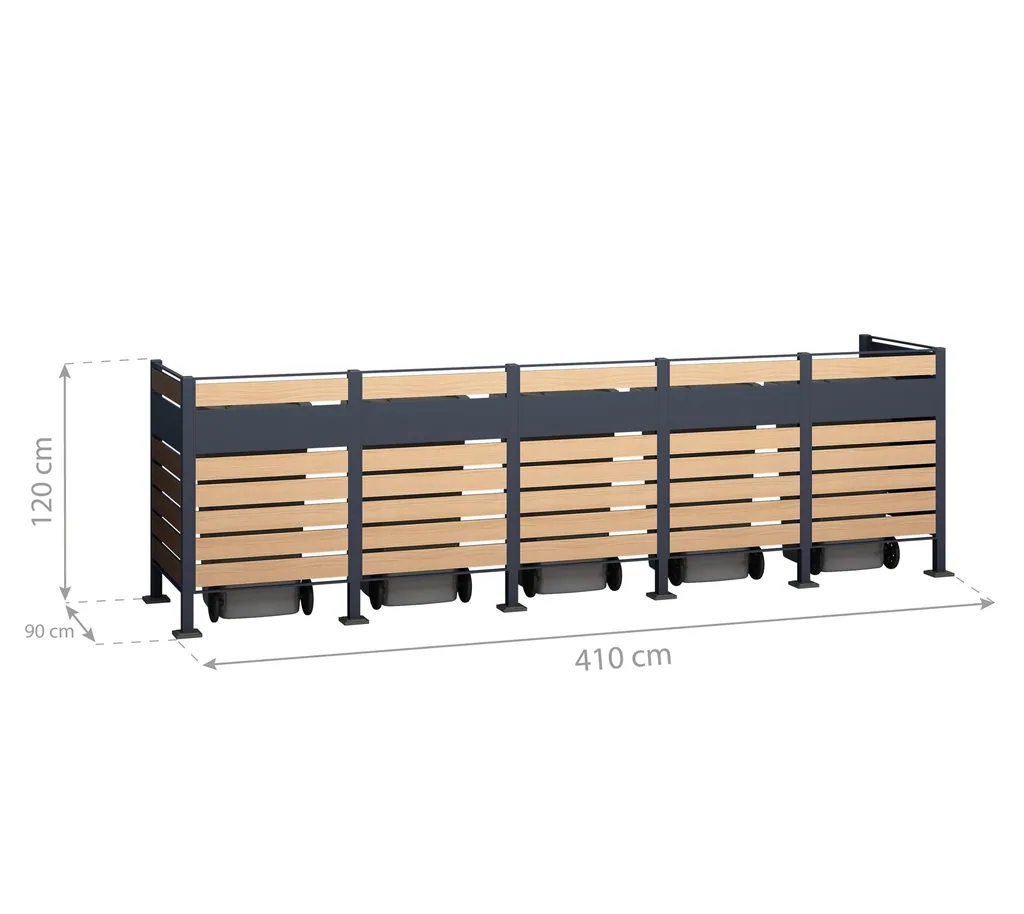 Westmann Afvalcontainerombouw Planum 5-delige 120 cm houtlook (5× 240 L)