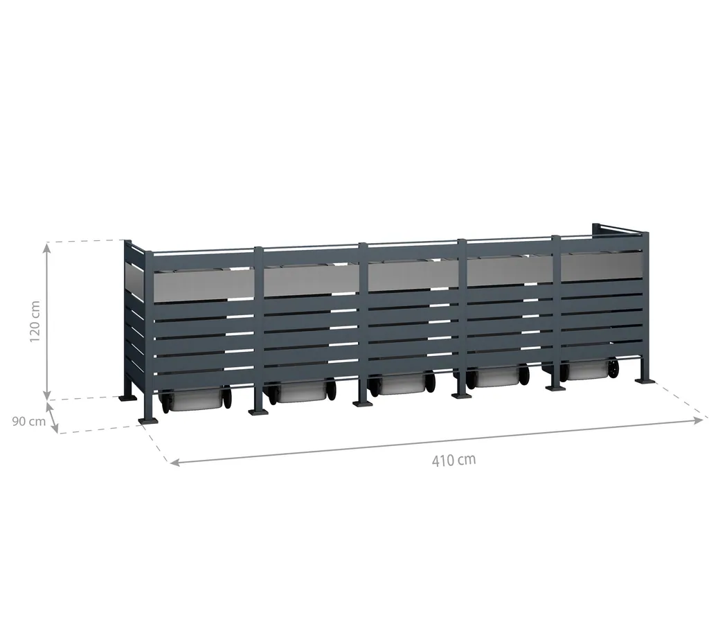 Westmann Afvaltonnenomkasting Planum 5er 120 cm antraciet (5× 240 L)