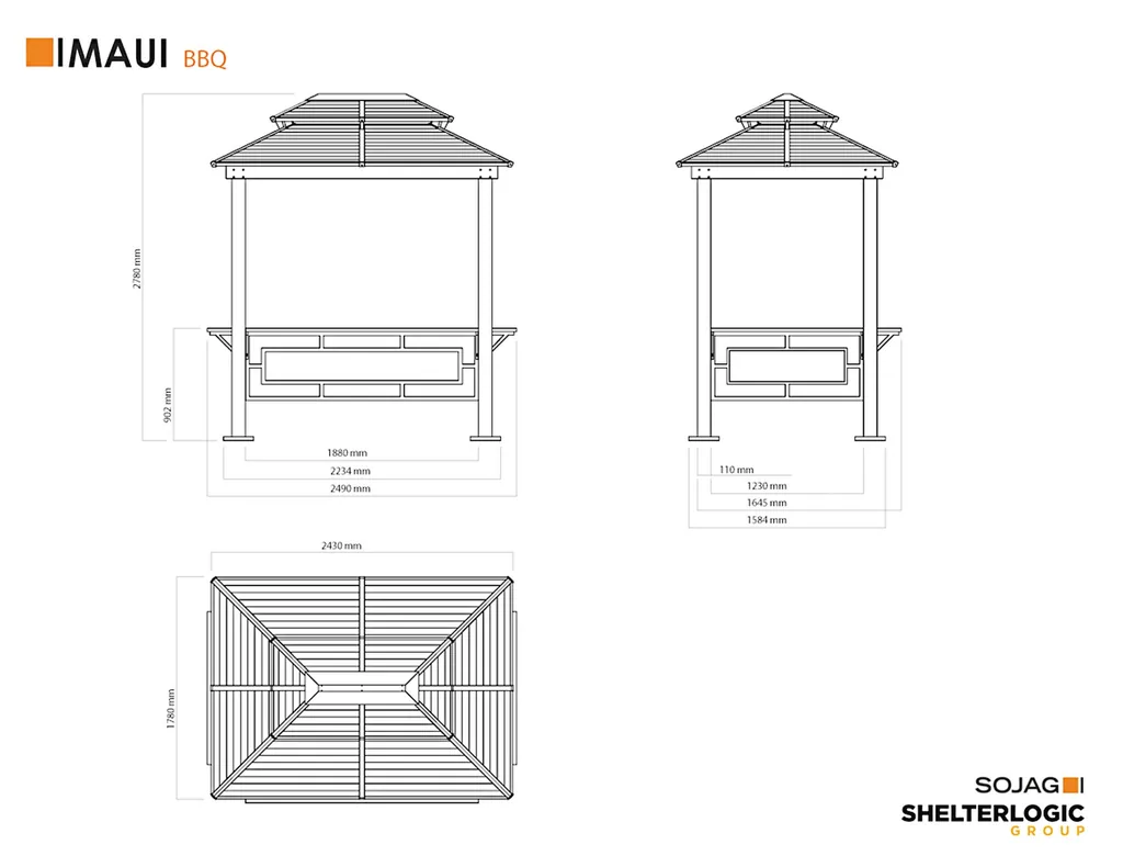 Sojag Grill-Paviljoen BBQ Maui Aluminium