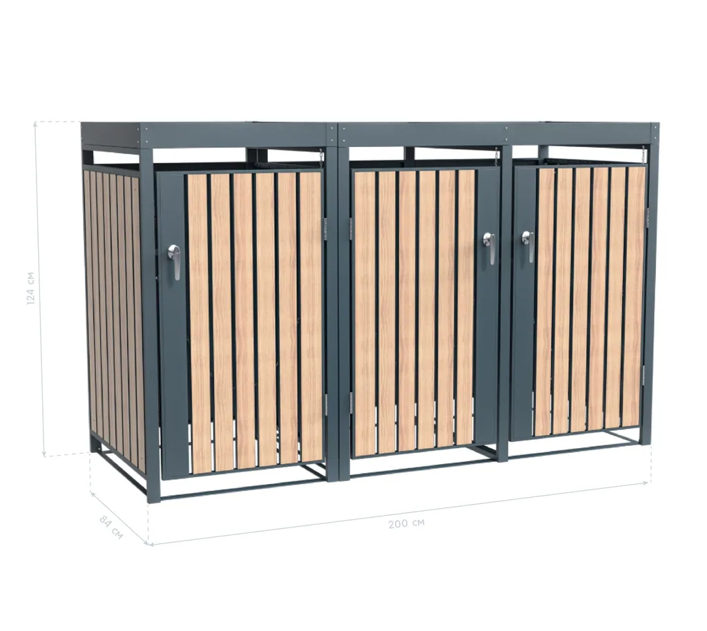 Westmann Afvalcontainerbox Planta 3-delig antraciet (3× 240 L)