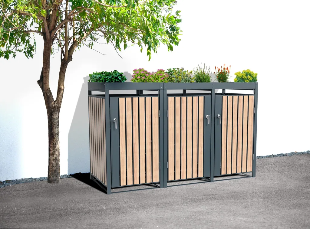 Westmann Afvalcontainerbox Planta 3-delig antraciet (3× 240 L)