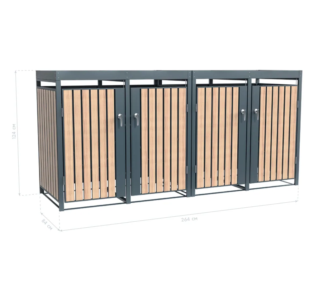 Westmann Afvalcontainerbox Planta 4er antraciet (4× 240 L)