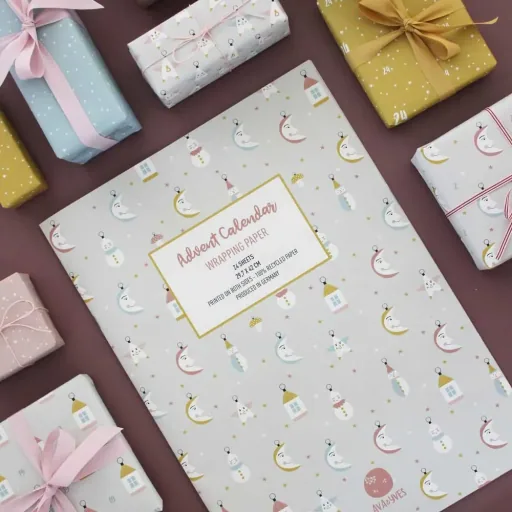 Ava & Yves inpakpapier adventskalender kerstdroom