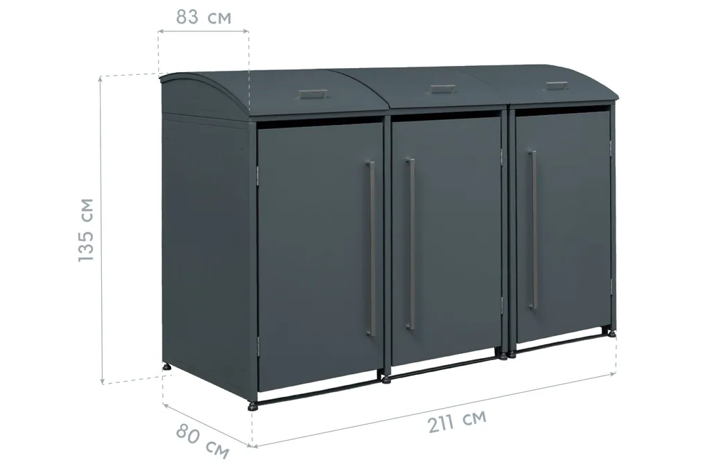 Westmann Afvalcontainerbox Moderna 3-delig antraciet (3× 240 L)