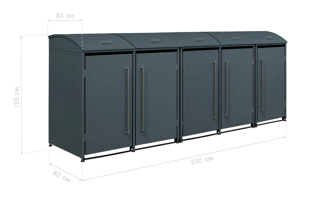 Westmann Afvalcontainerbox Moderna 5-delig antraciet (5× 240 L)