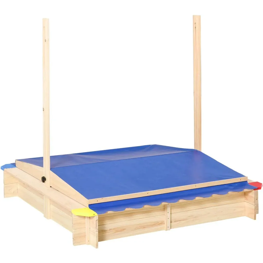 Sandpit with adjustable roof naur, blue