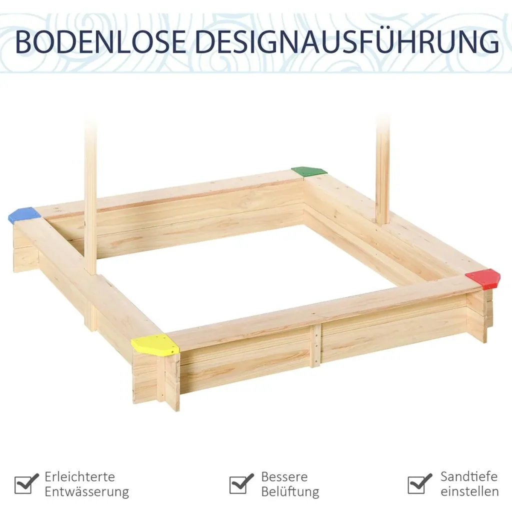 Sandpit with adjustable roof naur, blue