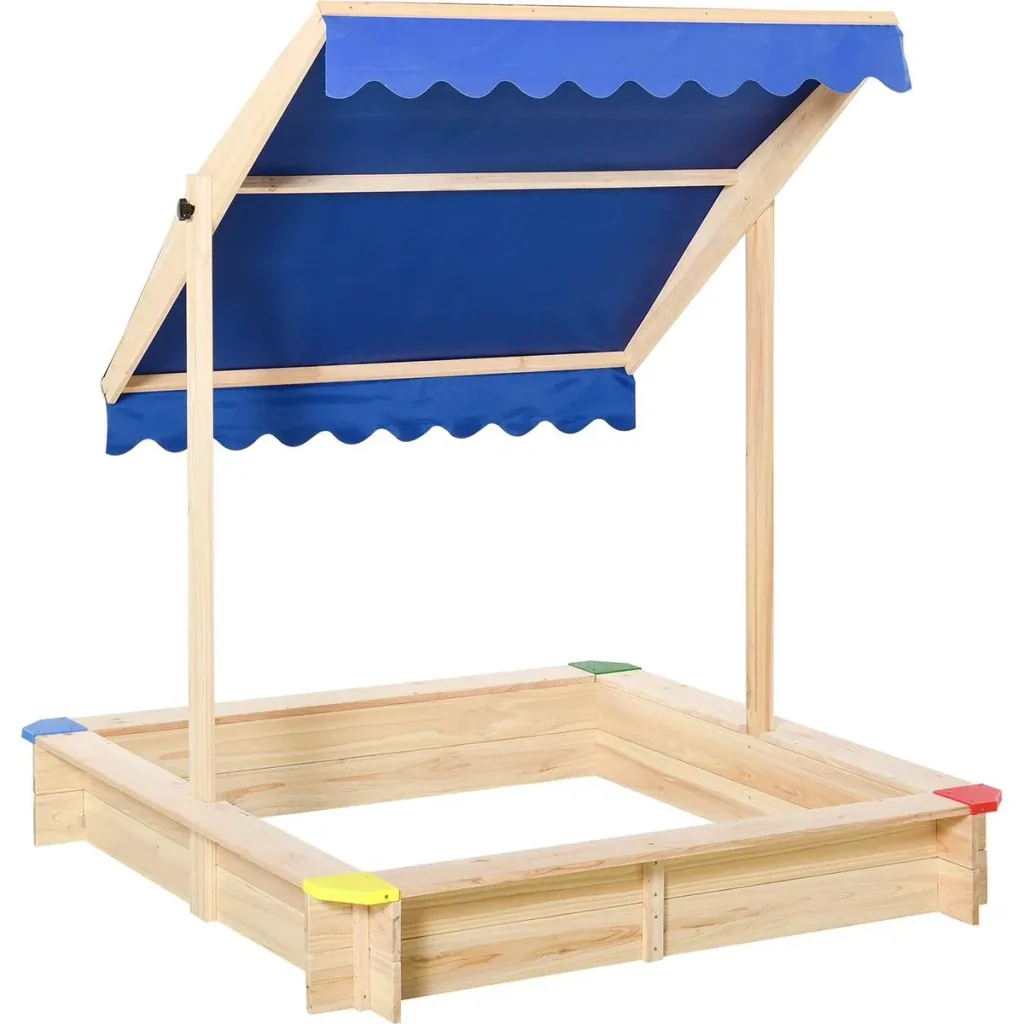 Sandpit with adjustable roof naur, blue