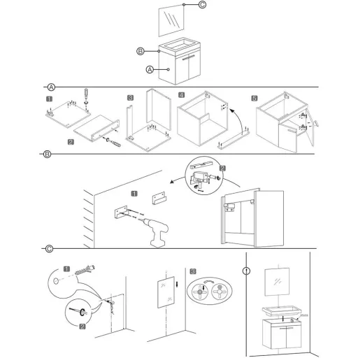 Bathroom furniture Flow - Knock-Down - 60cm - Grey Oak