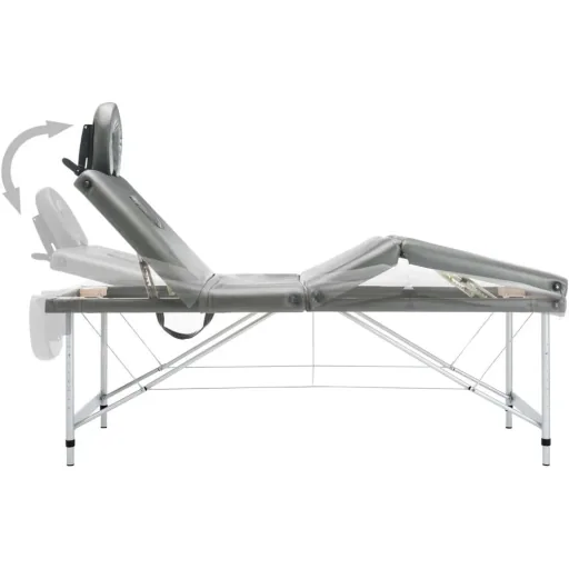 Massage table with 4 zones 186x68 cm aluminum frame anthracite
