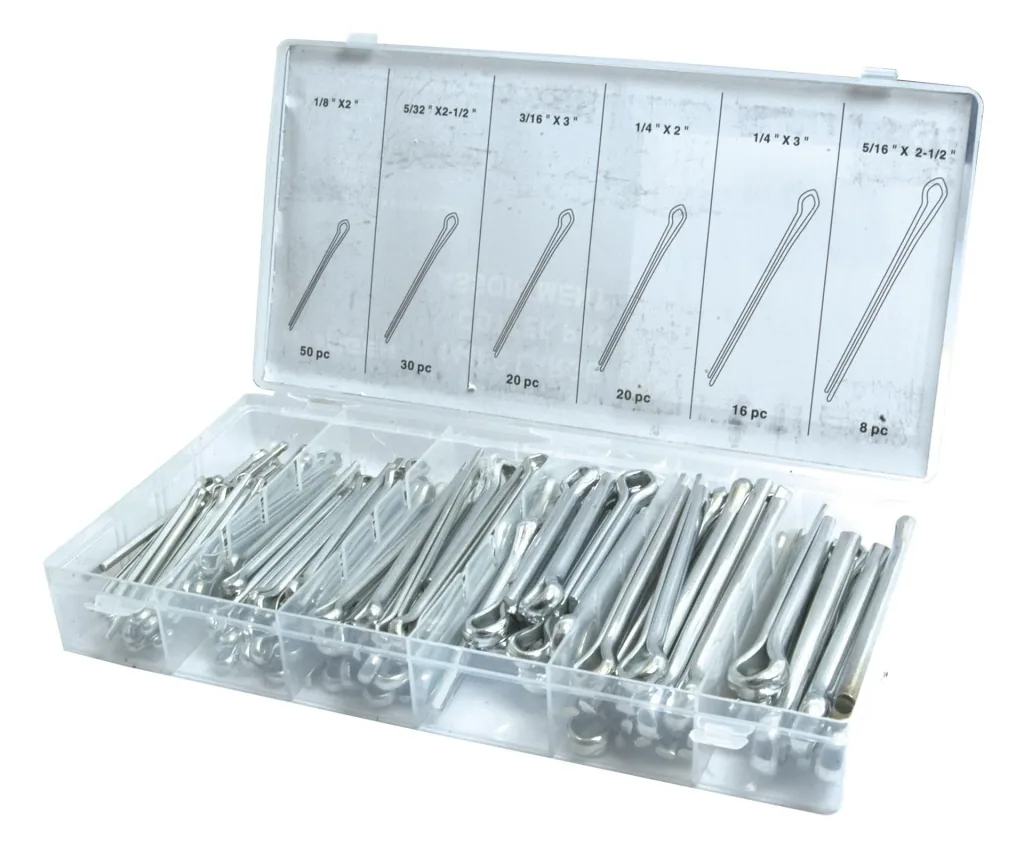 Split pins, 144 pieces in assortment box