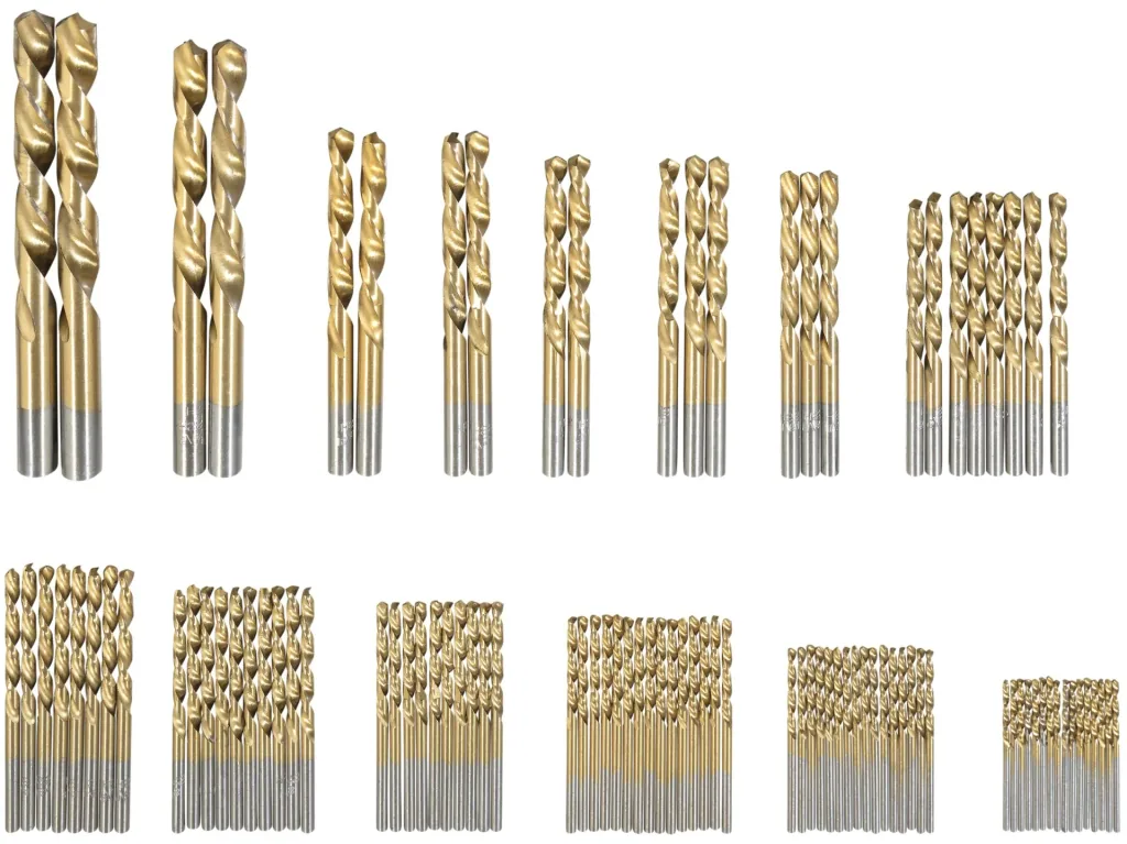 100-piece titanium HSS drill bit assortment including 100 ml rust remover free of charge