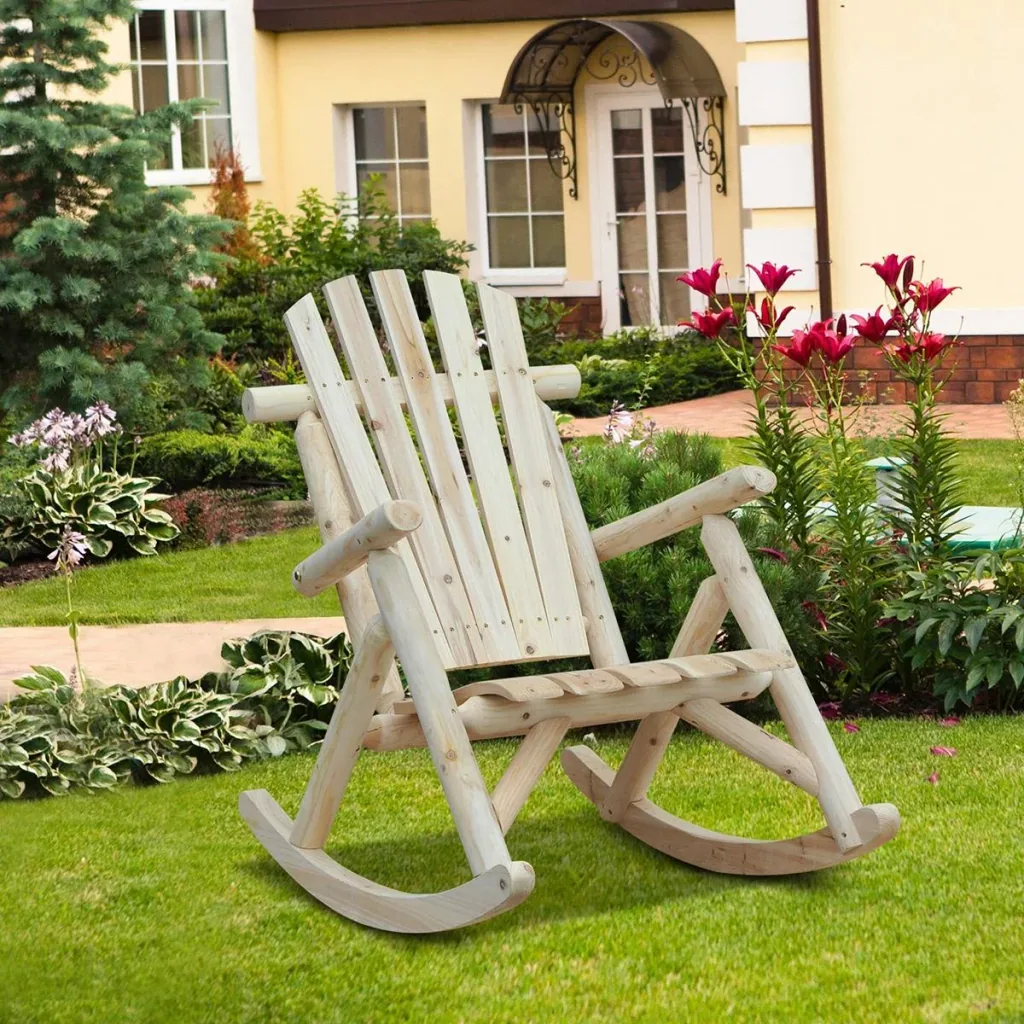 Rocking chair with high backrest natural