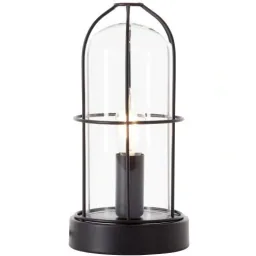 Table lamp Storm nationwide mat wood black glass 40W E14
