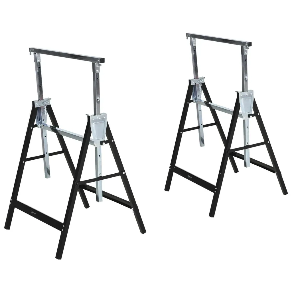 Sawhorse, height-adjustable and foldable, max. 200 kg, black
