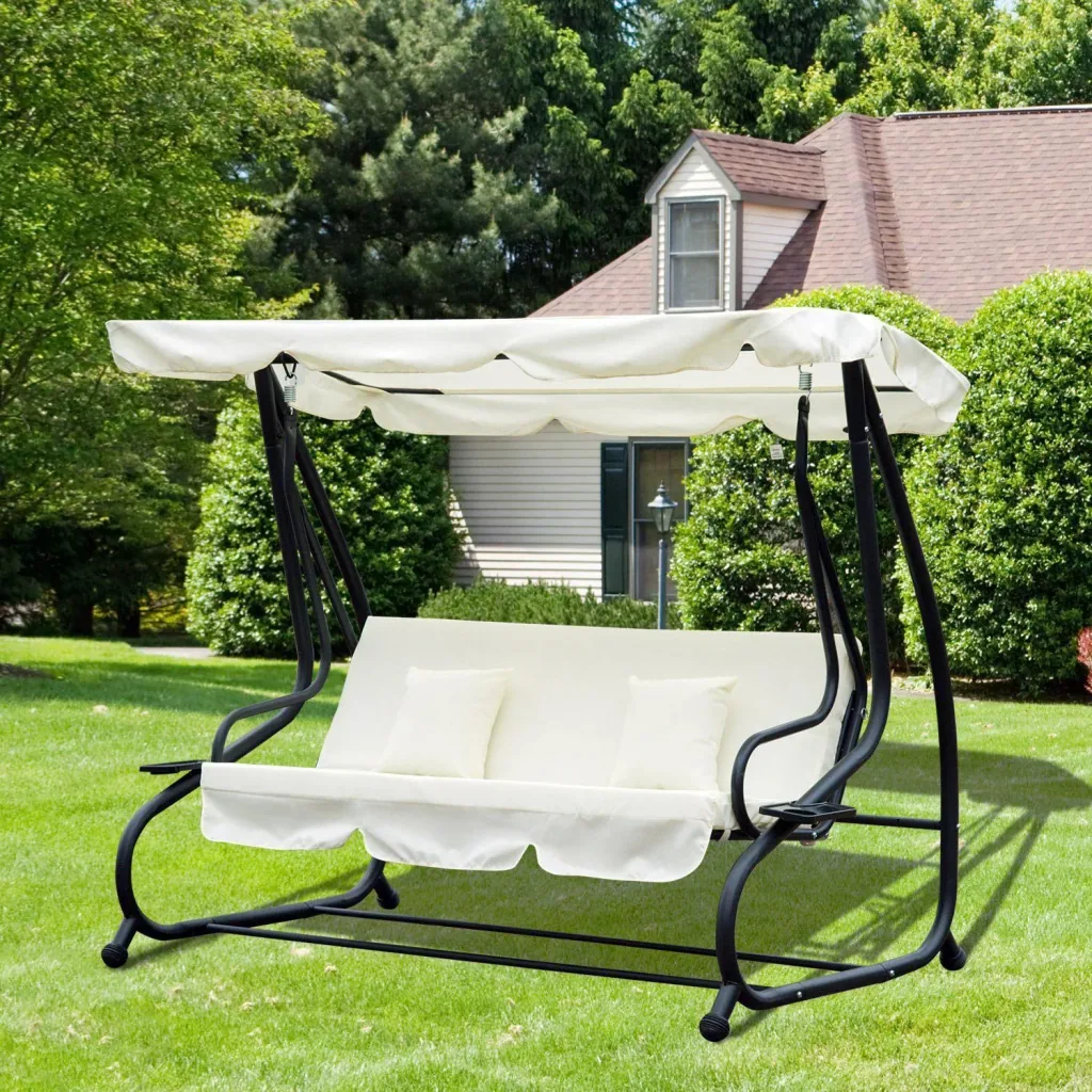 Garden swing with roof