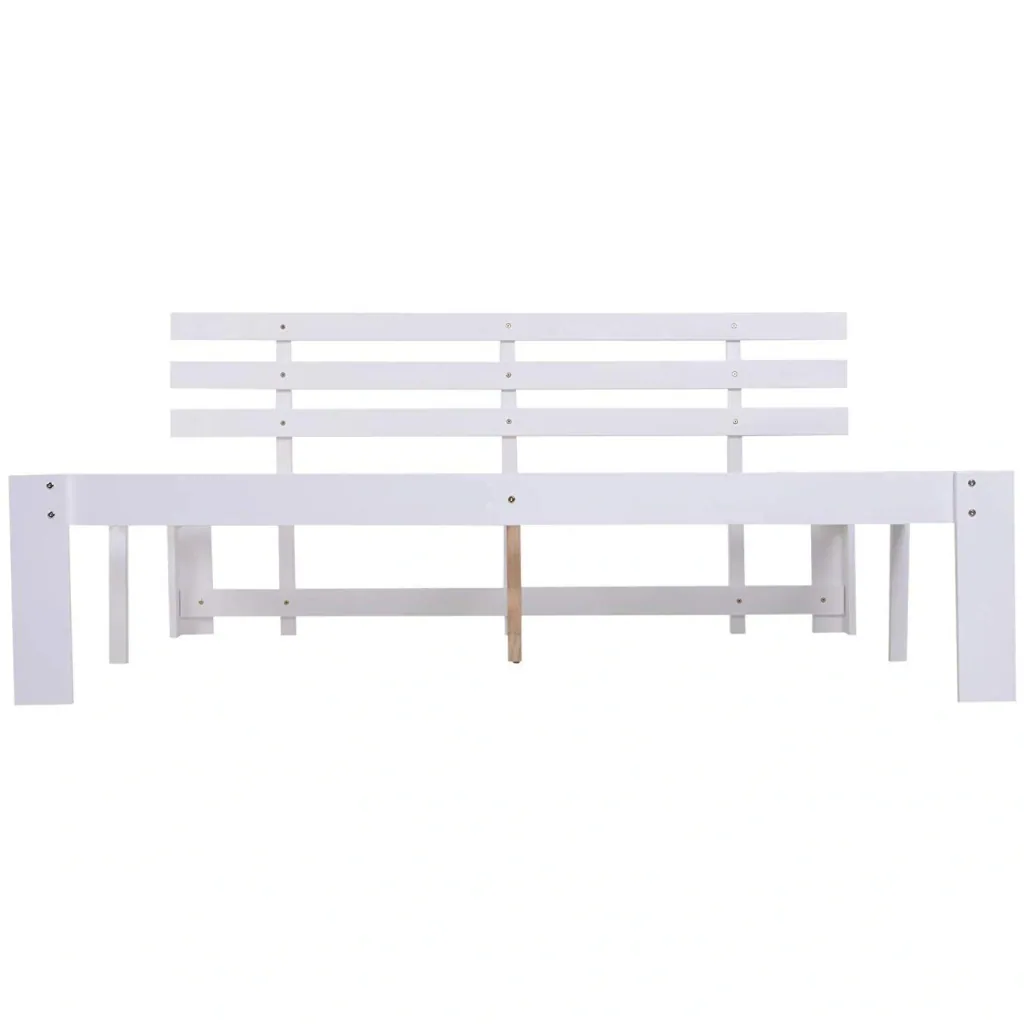 Bed wooden bed bed frame double bed solid pine including slatted frame easy assembly with storage space white 214 x 165 x 82 cm