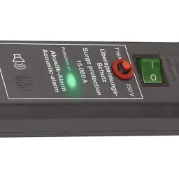 Secure-Tec 6-way power strip with 19,500A surge protection and acoustic warning signal, grey
