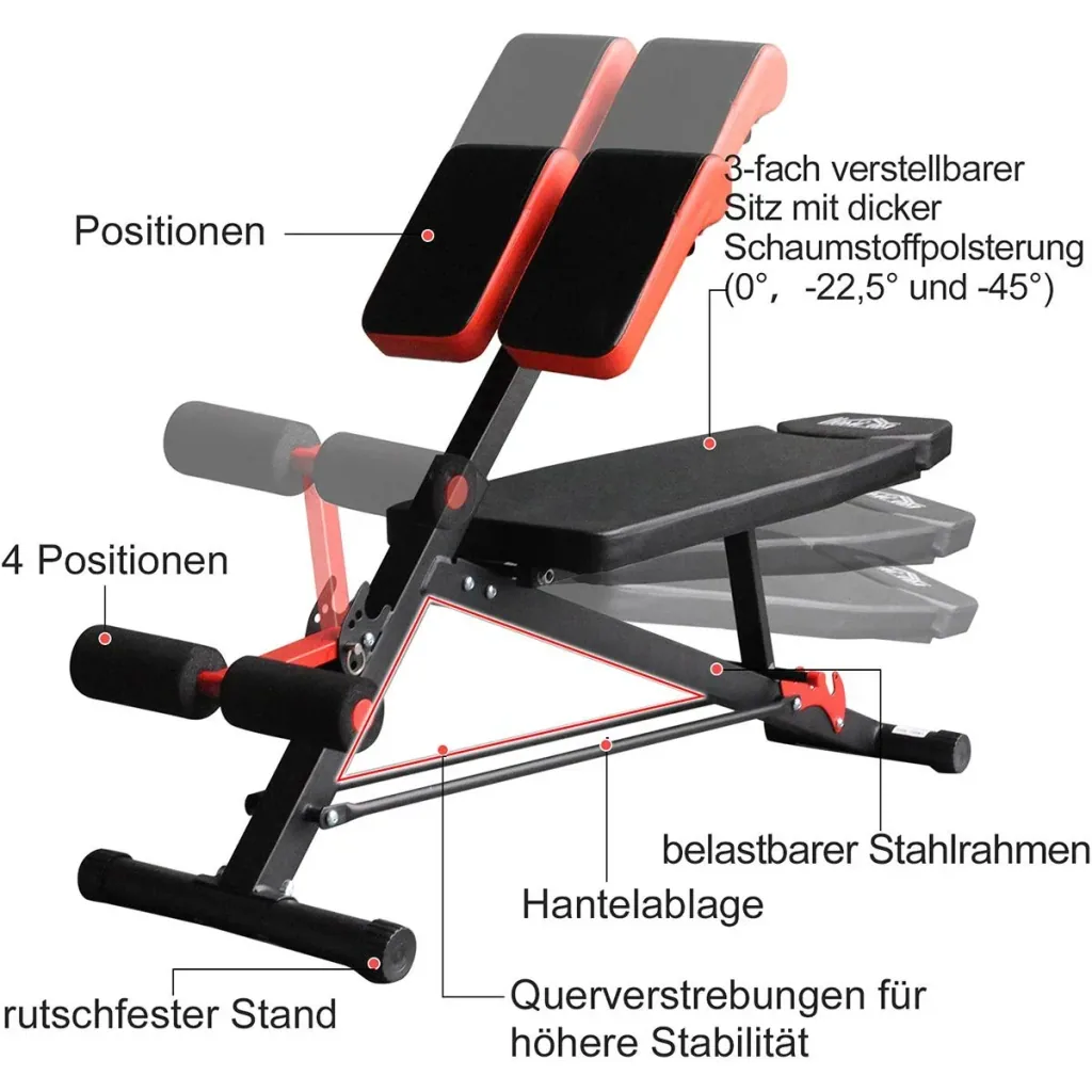 Multifunctional training bench black/red