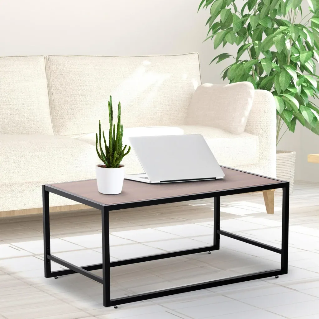Vintage coffee table, side table, living room table, sofa table, metal frame, grained, 106 x 61 x 47.5 cm