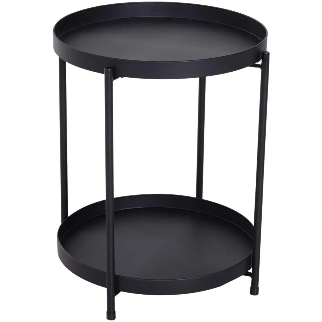 Side table coffee table tray metal black Ø51 x 65 cm