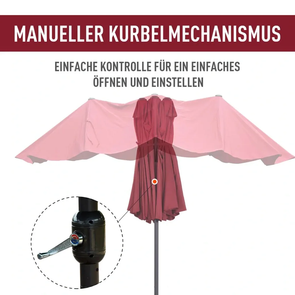Market umbrella with hand crank