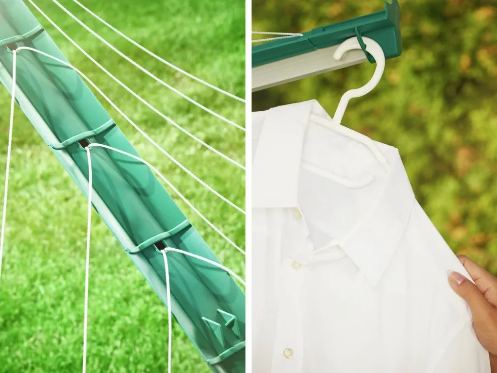 Clothes dryer "Linomatic 500 deluxe Cover", with cover and ground socket, 50 meter line length