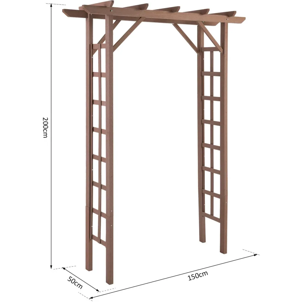 Archway trellis planting arch climbing aid rose arch garden arbor roof artificial wood WPC brown 150 x 50 x 200 cm