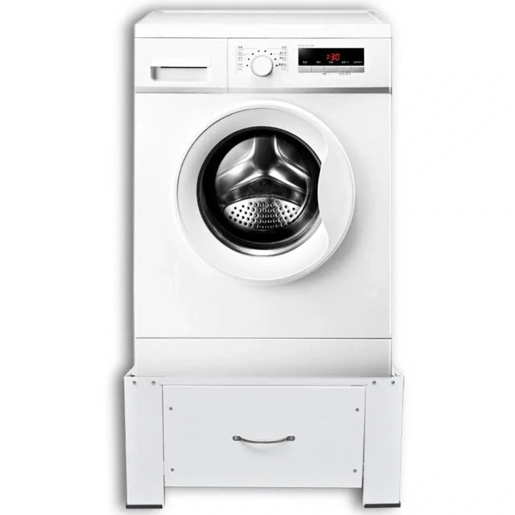 Stand column for washing machine with drawer white