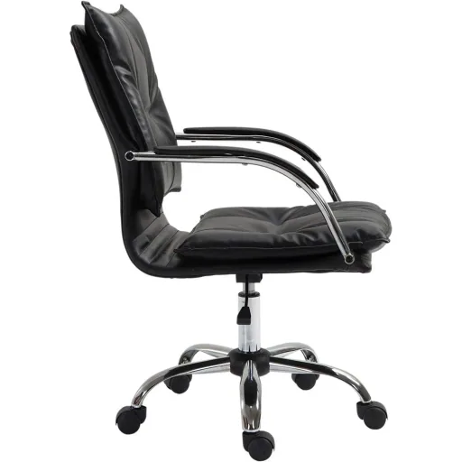Office chair swivel chair height adjustable rollable ergonomic PU black 64 x 57 x (91 101) cm