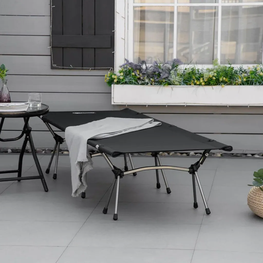 Campingbett bis 150kg schwarz 190 x 65 x 38 cm