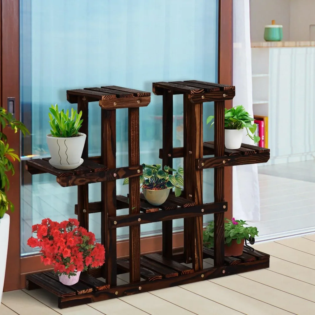Four-tiered flower shelf