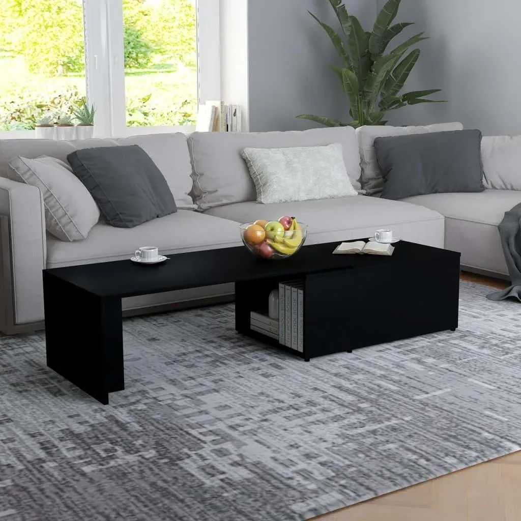 Coffee table 150x50x35 cm black chipboard