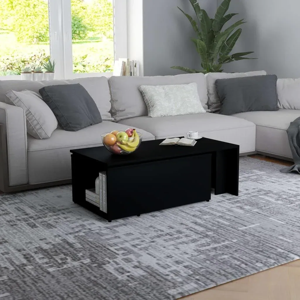 Coffee table 150x50x35 cm black chipboard