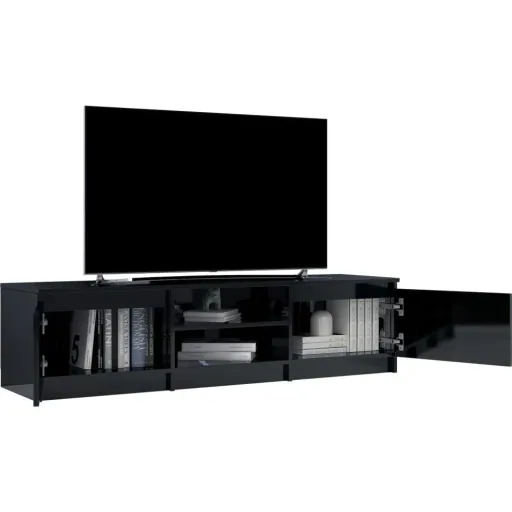 TV cabinet 140x40x35.5 cm chipboard high-gloss black