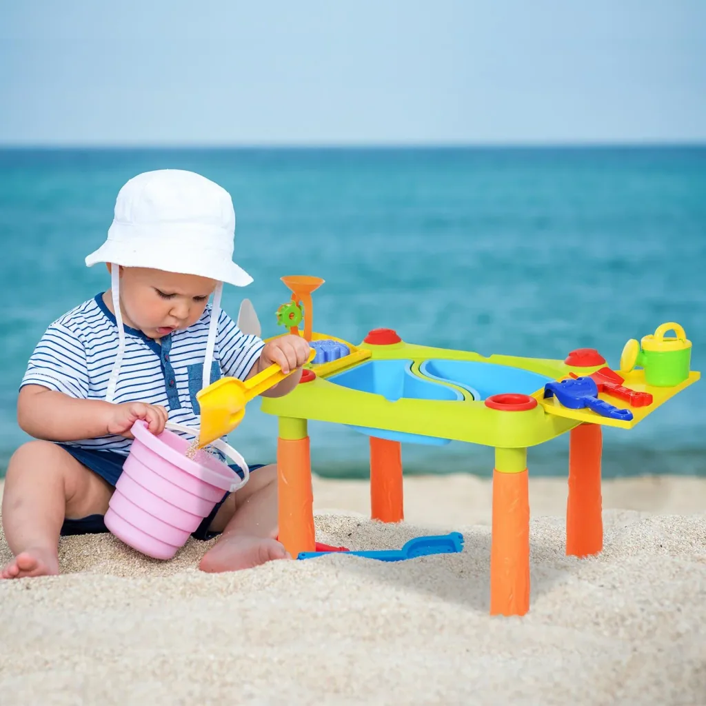 Children's sandpit table with 16-piece accessories