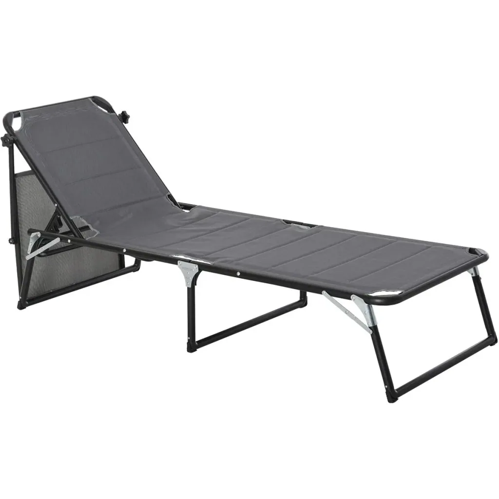 Garden lounger with sun protection dark grey
