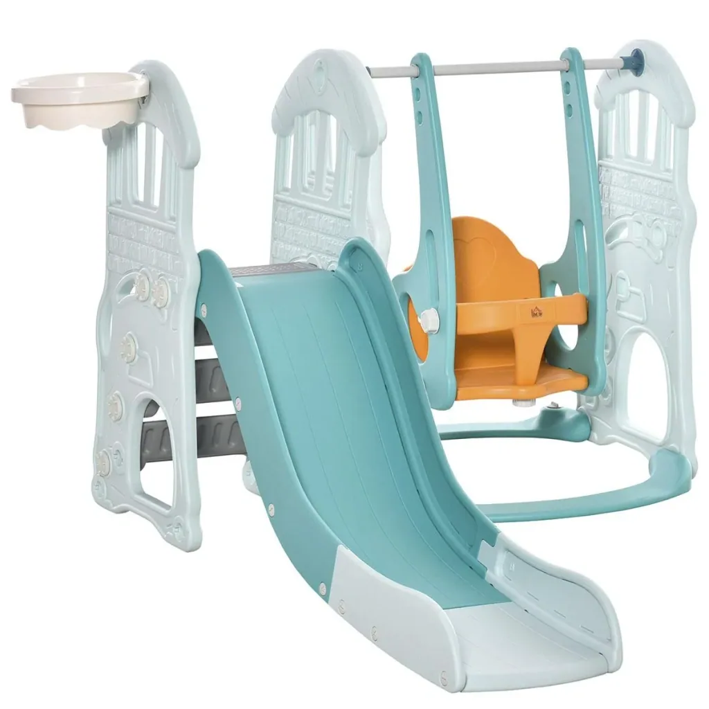 3 in 1 children's slide children's swing set play tower for children 18 to 48 months children's playground with basketball hoop HDPE