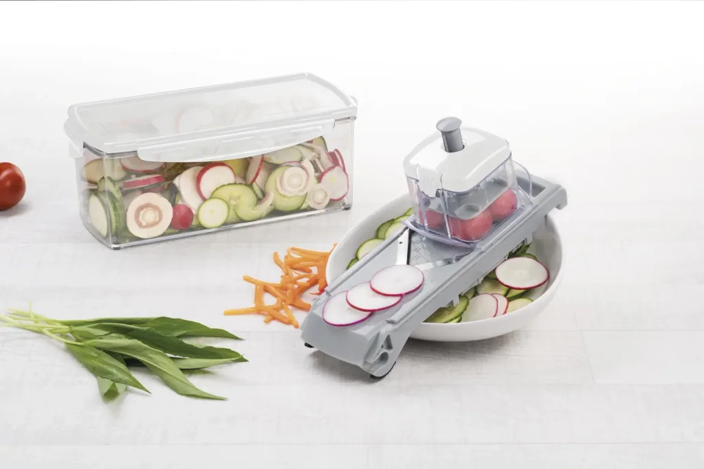 Nicer Dicer Fusion, Set, White/Gray, 14-piece