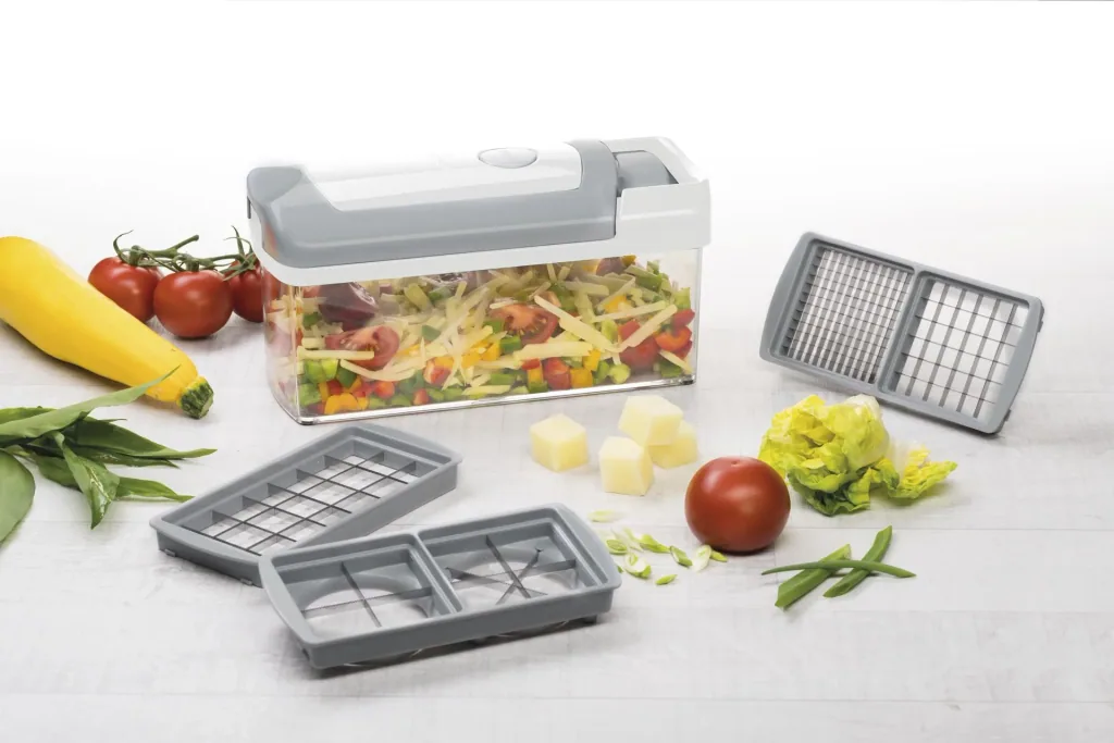 Nicer Dicer Fusion, Set, White/Gray, 14-piece