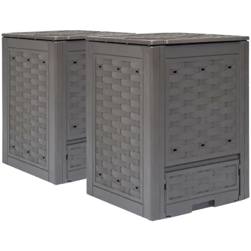 Compost bins 2 pieces 600 L 60x60x83 cm brown