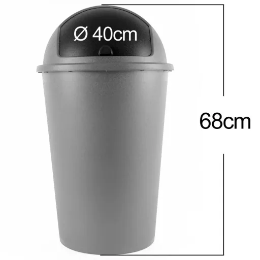 Waste bin grey plastic 50L