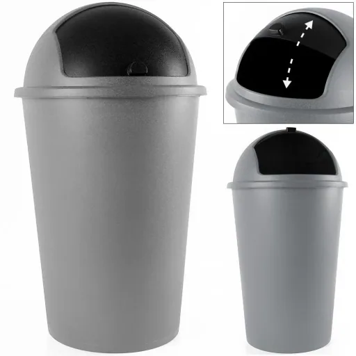 Waste bin grey plastic 50L