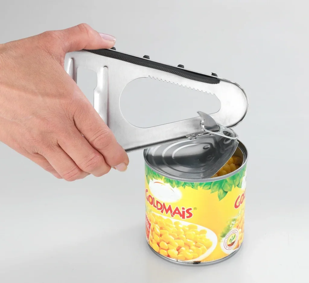 6-in-1 multi-opener made of stainless steel