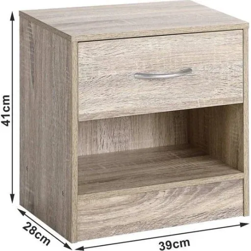 2 bedside tables in oak look - MDF - 39 x 28 x 41 cm